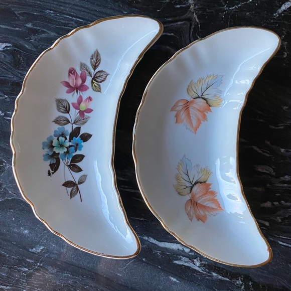 Vintage Porcelain Floral Crescent Moon Dish CMI Inc Chadwick Made in Japan - Picture 10 of 10